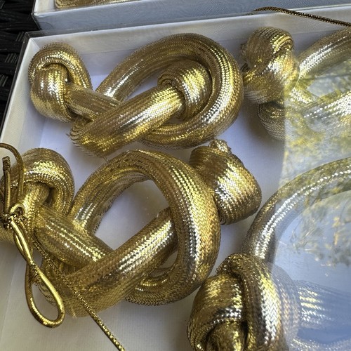 New Irish Acres Vintage Modernist Gold Lame Knot Napkin Rings - Picture 4 of 5