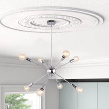 RRTYO Elektra 8-Light Chrome Sputnik Sphere Chandelier Pendant Linear Ceiling