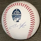 Christian Yelich signed 2018 NL MVP Logo Baseball MLB Auto Brewers JSA & USASM