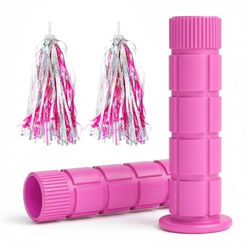 Bike Handlebar Grips, for Kids Girls Boys Pink with Pink Silver Streamers |  eBay