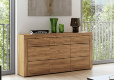 Oakli Oak Effect And Black Mala Large 3 Drawer 2 Door Sideboard Storage Unit