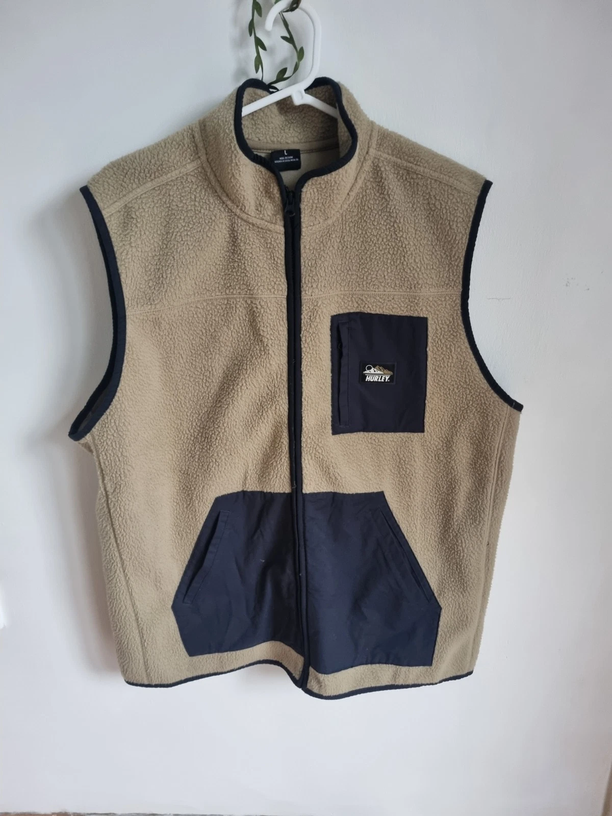 Hurly Vest Midland Burrito Full Zip Fleece MEN'S SIZE Large Hiking Running