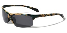 Polarized Sports Sunglasses Semi-Rimless Wrap-Around Style Camo Frame Gray Lens