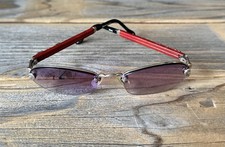 BRIGHTON MISTY Red/Black/Gold A-Handmade Leather Women Sunglasses w/Tin Case