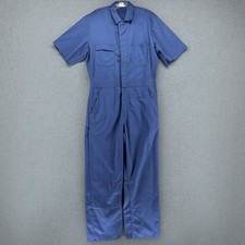 VTG Sears Work Leisure Jumpsuit Mens 42T Blue Short Sleeve Coveralls Utility