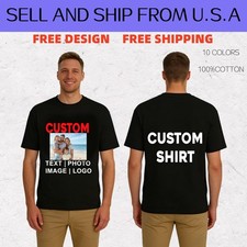 Print Your Photo Text Logo Custom DIY Cotton Tee Personalized Unisex Shirt