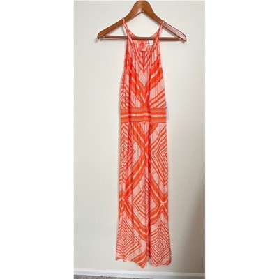 London Times Morris Maxi Dress 14 Orange White Geometric NWT