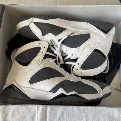 Jordan Air Jordan 7 Retro Flint White Gray Purple High Top Sneaker Athletic Men