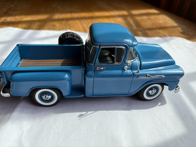 #ad #ad 1958 Chevy Apache stepside pickup by Danbury Mint 1:24th scale in dawn blue $25.00