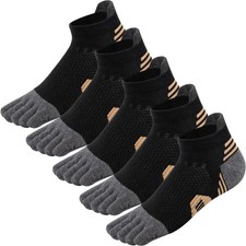 Men's Toe Socks Cotton Athletic Socks No Show Five Finger Sports Socks Arch S...