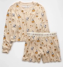 American Eagle AE x Peanuts Snoopy Pumpkin Plush Pajama Set SIZE XL