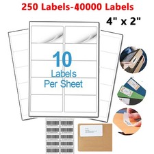 2" x 4" Shipping Address Labels for Laser Ink Jet Adhesive 10 UP 25-4000 Sheets