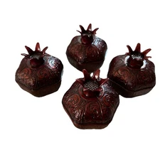 Pomegranate Trinket Boxes Acar ISO 9001 Lot Of 4 - Burgundy