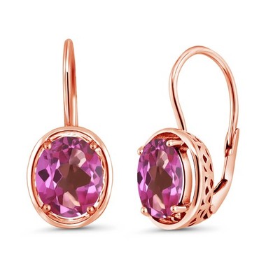 3.60 Ct Oval Pink Mystic Topaz 18K Rose Gold Plated Silver Dangle Earrings