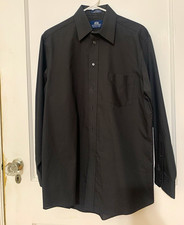 Stafford Men  s Wrinkle Resistant Black Solid Cotton Dress Shirt 15.5 32/33