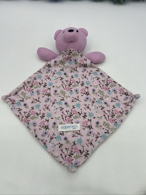 Max & Olivia Mini Teddy Bear Floral Security Blanket in Pink and Blue Baby