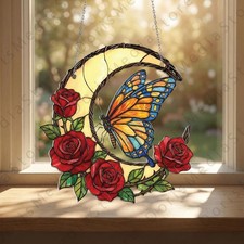 Acrylic Suncatcher Moon Butterfly Rose Suncatcher – Monarch Butterfly