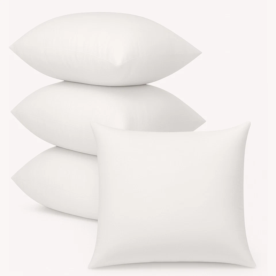 Pack of 4 Throw Pillows Insert Ultra Soft Bed & Couch Sofa Decorative Pillows