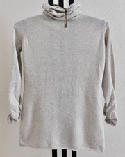 Zoe Couture Women’s M 100% Cashmere Sweater Oatmeal Cowl Neck Soft Knit NWT