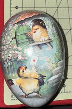 Germany Paper Mache EASTER EGG Birds Candy Container Waiting For The Mailman New