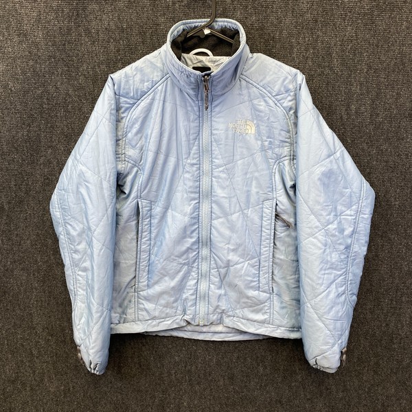 The North Face Womens Full Zip Puffer Jacket Blue Zipped Pockets Outdoor Size XS