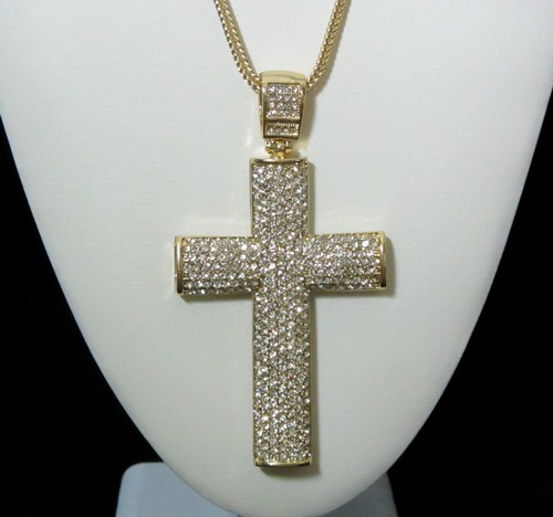 2 SIDED 3D ICED JESUS CROSS PENDANT (NO 
