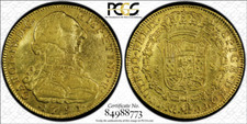 G018 rare COLOMBIA 1791-JJ 8 Escudos gold, Santa Fe de Nuevo Reino (Bogota) mint