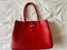 Sac à main Longchamp cuir rouge effet crocodile