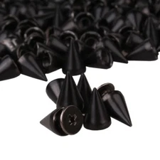 200 Sets/Pairs 9.5mm Black Cone Spikes Screw back Studs DIY Craft Rivets Punk