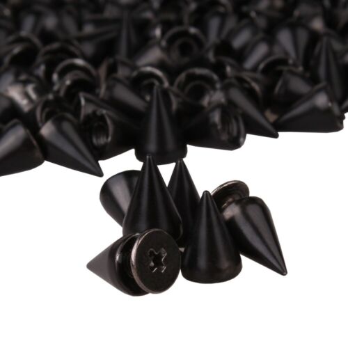 200 Sets/Pairs 9.5mm Black Cone Spikes Screw back Studs DIY Craft Rivets Punk - Picture 1 of 4