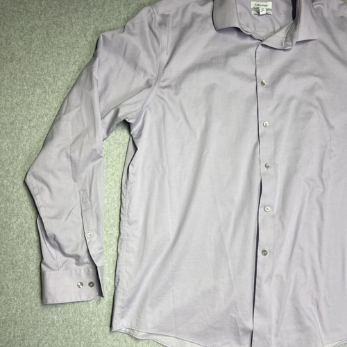 Calvin Klein Men’s Wrinkle Free Lilac Long Sleeve Button Up Dress Shirt Size XL - Picture 2 of 9