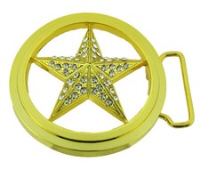 Star Belt Buckle Texas Lone Rodeo Western Gold Metal High Quality Bling Badge