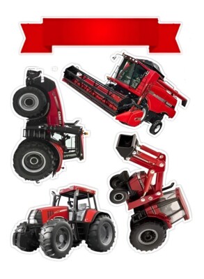 Essbar Tractor Case Mähdrescher Tortenaufleger Torte  Geburstag Zuckermasse+TEXT
