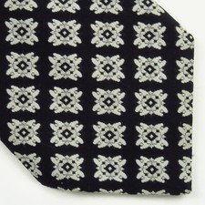 Vintage Wemlon by Wembley Blue White Geometric Foulard Woven Neck Tie 55x4 Disco