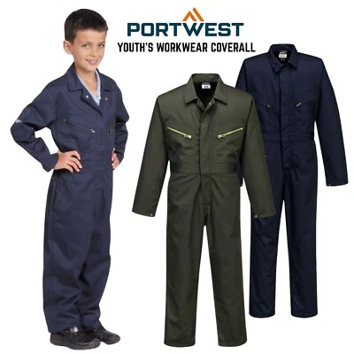 PORTWEST Kinder Overall Latzhose Mechaniker Arbeits-Schutzanzug Navy 4-15 - Bild 1 von 4