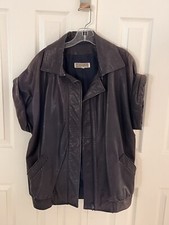 Gamma Los Angeles 1980s Sleeveless Vintage Leather Coat Oversized. Rare Find!