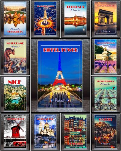 ACRYLIC Fridge Magnets France Paris souvenir Retro Vintage Art Gift 2x3" SET 2 - Afbeelding 1 van 249