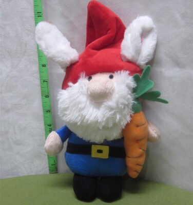 EASTER GNOME plush doll w/ rabbit ears & carrot Ganz folklore 12-inch elf toy OG
