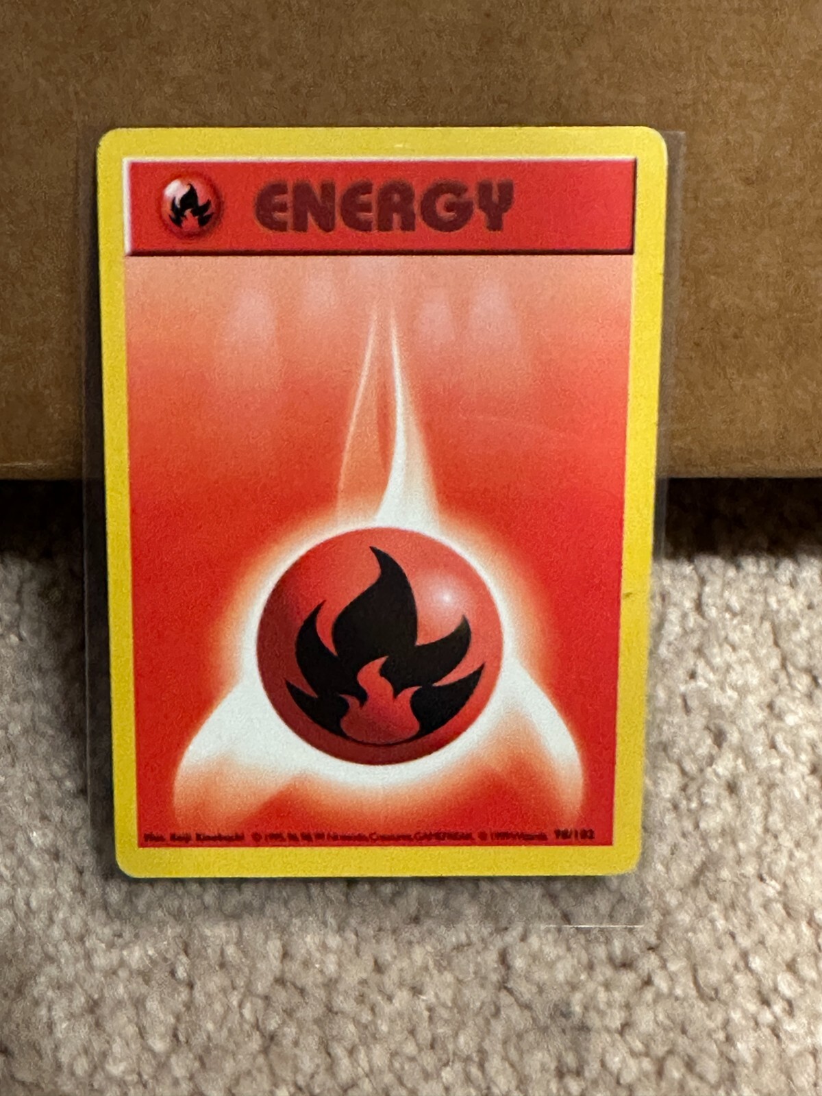 1999 Pokémon Base Set Fire Energy Card #98/102 - Near Mint Condition