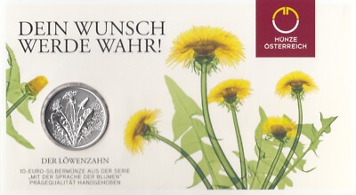 AUSTRIA 10 EURO 2022 ''DANDELION'' SILVER BUNC