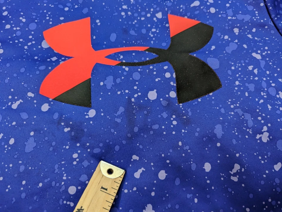 Suéter Under Armour meninas grande juvenil roxo pulôver moletom com capuz de lã - Imagem 4 de 4