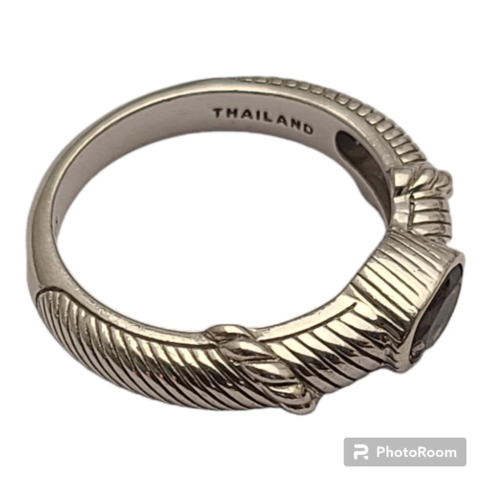  JUDITH RIPKA Lolite Blue Purple Solitaire Rope Sterling Silver Ring Sz10 - Image 3 of 4