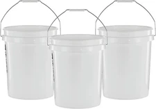 Argee RG5700 4.25 Gallon Plastic Bucket - White (Pack of 3)