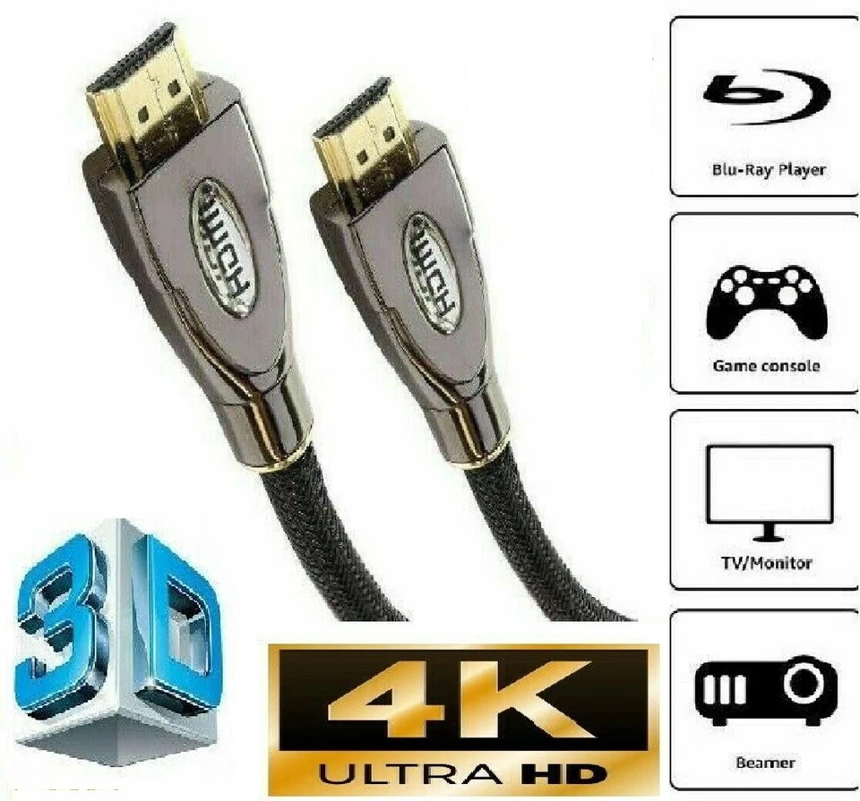 1pc to 50pcs PREMIUM ULTRAHD Braided HDMI CABLE 4K 2160p 3D LEAD 1m to 10m - Image 4 of 4
