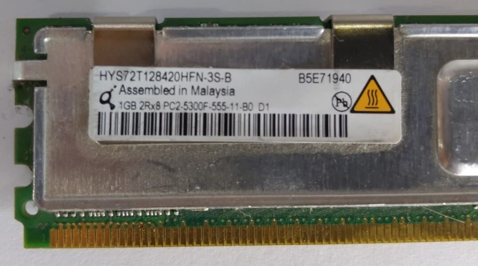 1GB 2Rx8 PC2-5300F 677MHz Server RAM HYS72T128420HFN-3S-B - Image 3 of 3