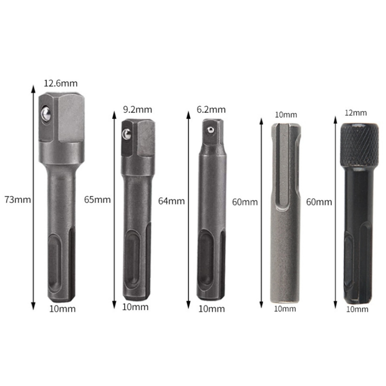 5pcs SDS Plus 1/4 Hex Socket Driver Tool Drill Bit Chuck Adaptor Bar Kit Set