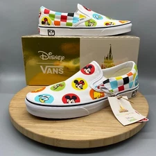 Vans Disney 50th Anniversary Mickey & Friends Slip-O White Sneaker Shoes Mens 10