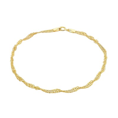 9ct Yellow Gold 45 Twist Curb Chain Bracelet Thin