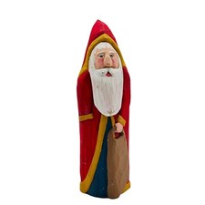 Vintage Primitive Folk Art Hand Carved Wood Carving Santa Claus SIGNED RPN 2007