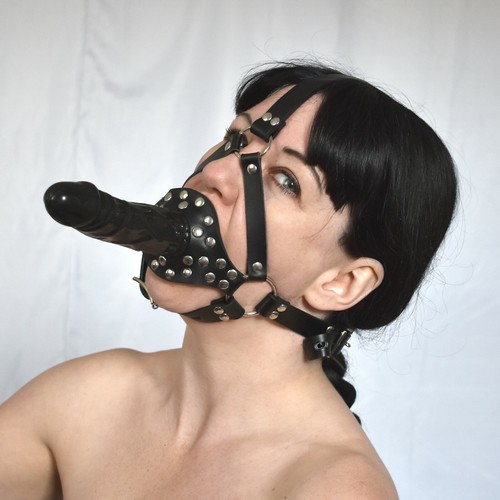 Doppelter Fetisch Mundkebel mit Dildo Plug verschließbar* Penis Bondage Sex - Picture 2 of 12